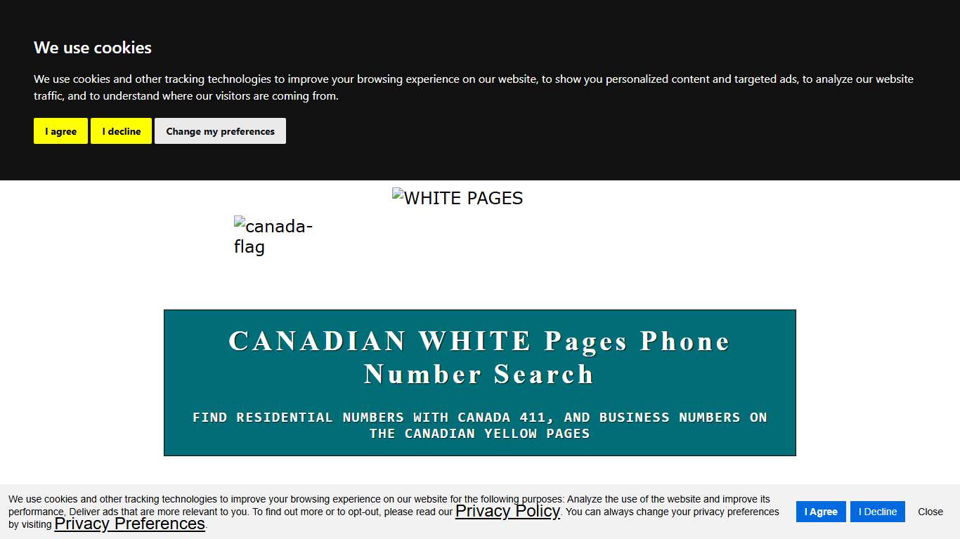 Canadian White Pages, Yellow Pages, Canada 411